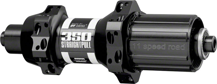 DT Swiss 350 Rear Hub - QR x 130mm, Rim Brake, HG 11 Road, Black, 28H, Straight Pull, 18pt, Straight Pull