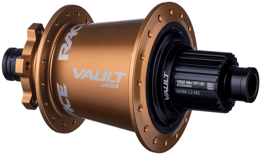RaceFace Vault J-Bend 424 Rear Hub - 12 x 148mm, 6-Bolt, Micro Spline, Kashmoney Gold, 32H