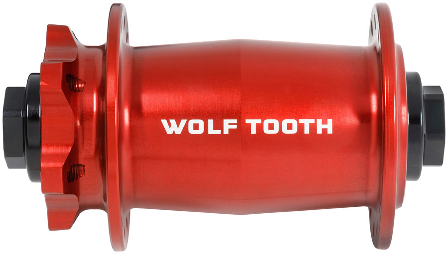 Wolf Tooth Mountain Front Hub - 15 x 110mm, 6-Bolt, Red, J-Bend, 28H