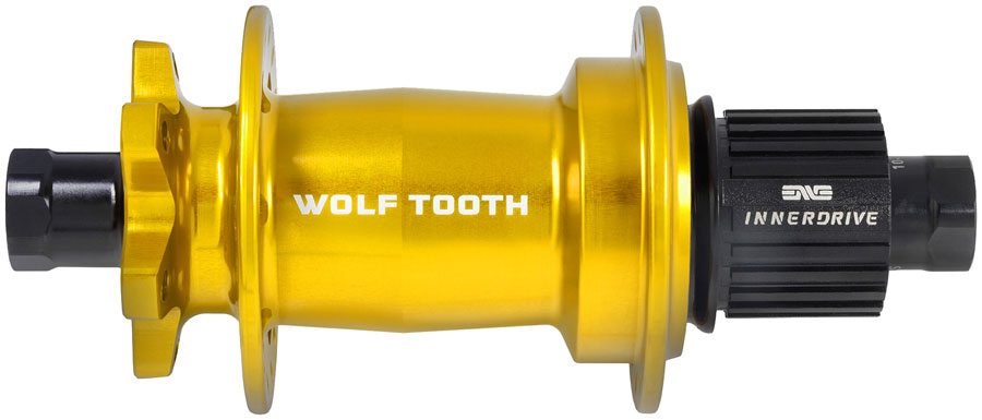 Wolf Tooth Mountain Rear Hub - 12 x 148mm, 6-Bolt, Microspline, Innerdrive Ratchet 60, Gold, J-Bend, 28H