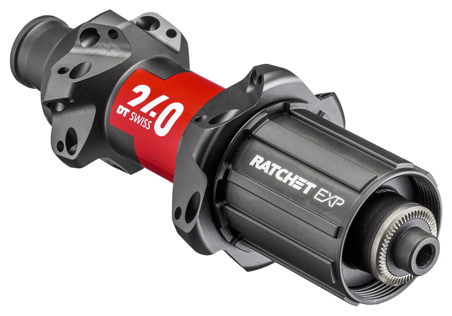 DT Swiss 240 EXP Rear Hub - QR x 130mm, Rim Brake, HG 11 Road, Black/Red, 24H, 36pt, Straight Pull