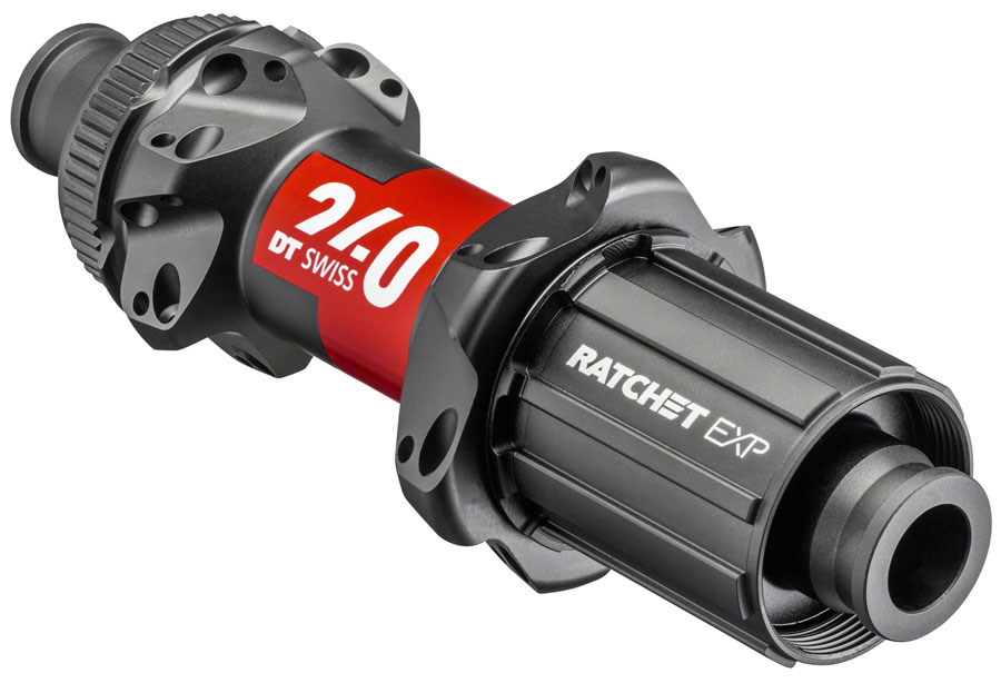 DT Swiss 240 EXP Rear Hub - 12 x 142mm, Center-Lock, HG 11 Road, Black/Red, 24H, 36pt, Straight Pull