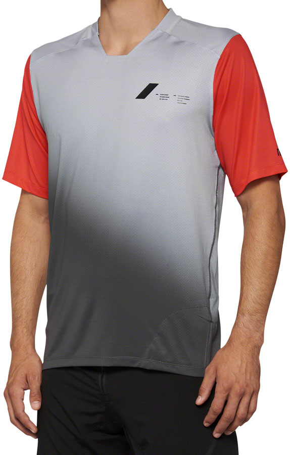 100% Celium Jersey - Gray/Red, Short Sleeve, Men's, X-Large