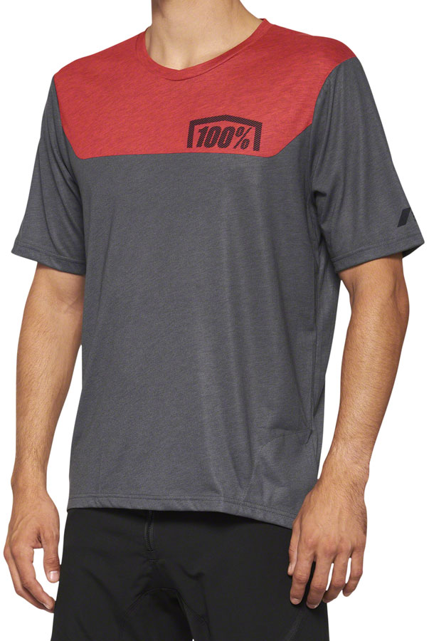 100% Airmatic Jersey - Charcoal/Red, Short Sleeve, Men's, Medium