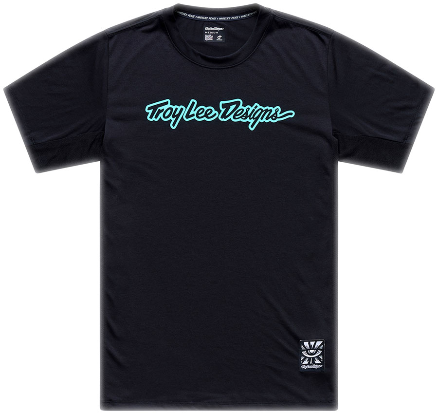 Troy Lee Designs Skyline Ride Short Sleeve Tee – Signature Black / Real Teal, Small