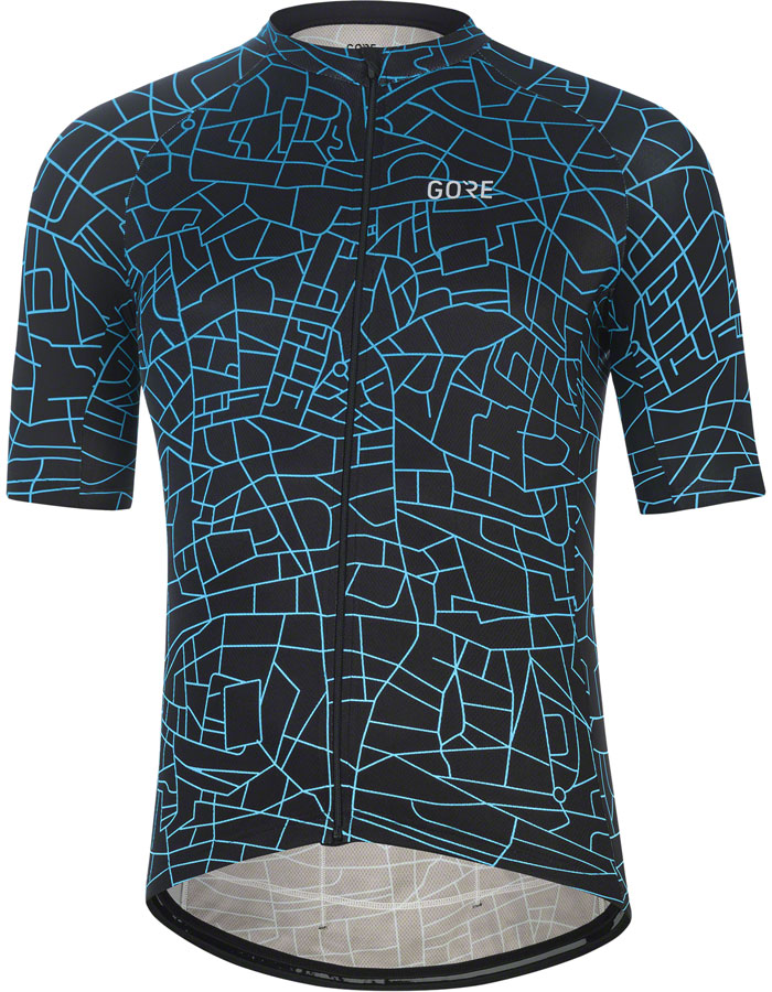 GORE® Wear Gotham Cycling Jersey - Black/Sphere Blue, Men's, Medium