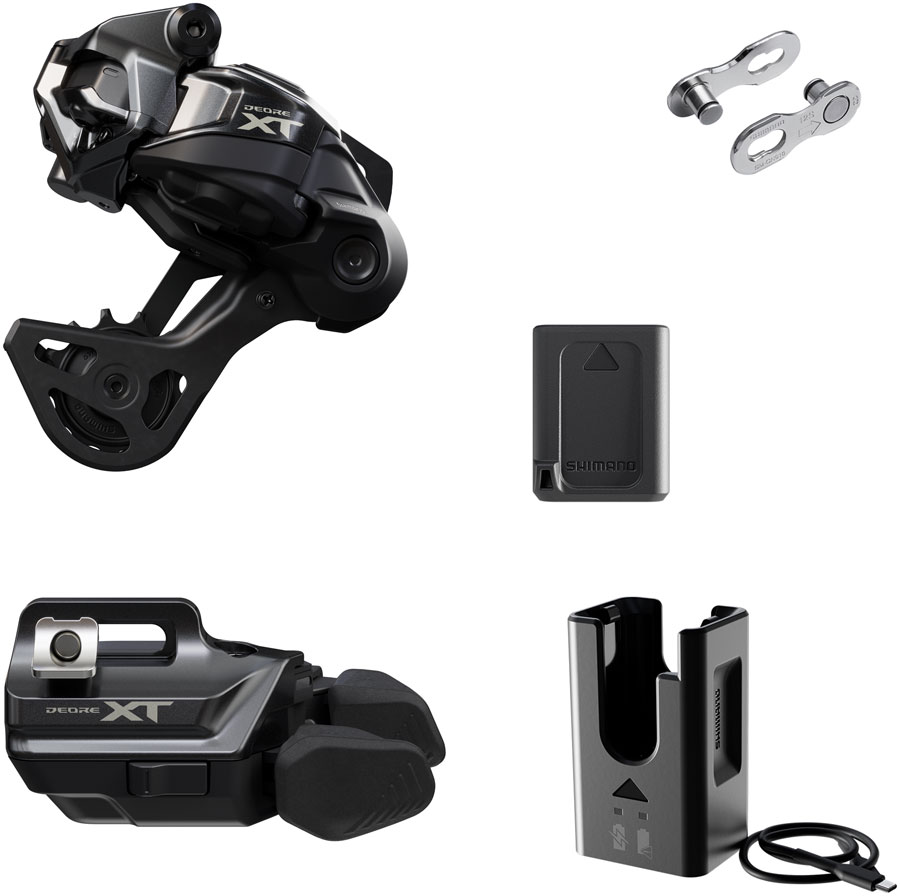 Shimano Deore XT M8250 Di2 Wireless Upgrade Kit - M8250-GS Rear Derailleur, M8250-IR I-SPEC EV Shifter, Battery, Charger, Quick Link