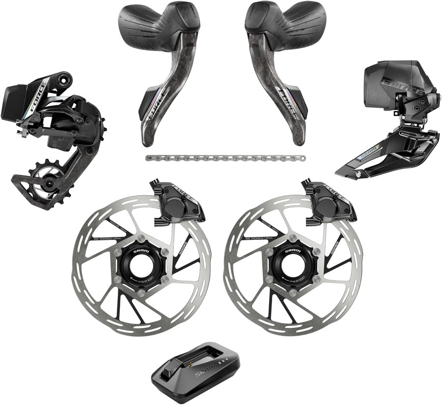 SRAM Force eTap AXS Road Groupset - 2x12-Speed, HRD Shift/Brake Levers, FM Calipers, CL Rotors, Chain, F/R Derailleurs, E2