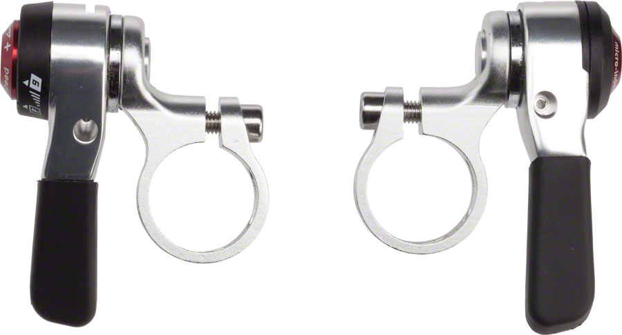 microSHIFT Thumb Shifter Set, 9-Speed, Double/Triple, Shimano Compatible, Silver