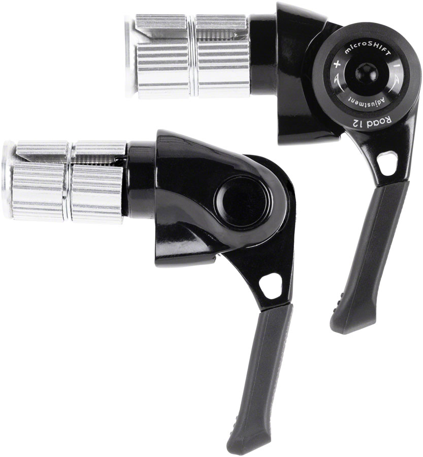 microSHIFT BS-A12 Bar End Road Shifter Set - 2x 12-Speed, Shimano 12-Speed Road Compatible, Black