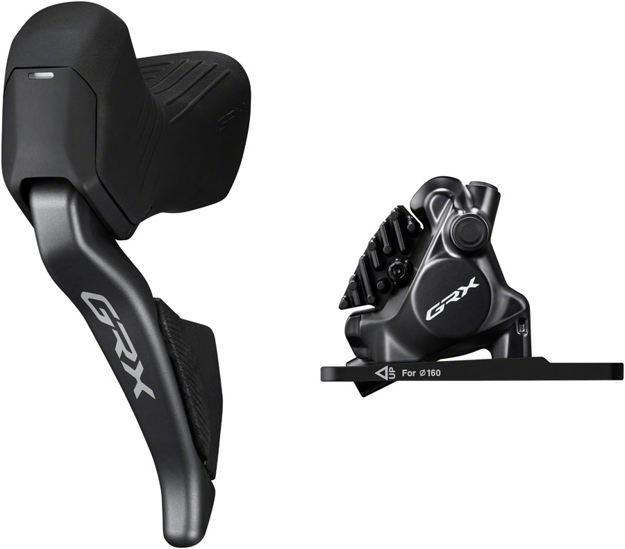 Shimano GRX ST-RX825 Di2 Shift/Brake Lever with BR-RX820 Hydraulic Disc Brake Caliper - Left/Front, 2x, Flat Mount Caliper, Black