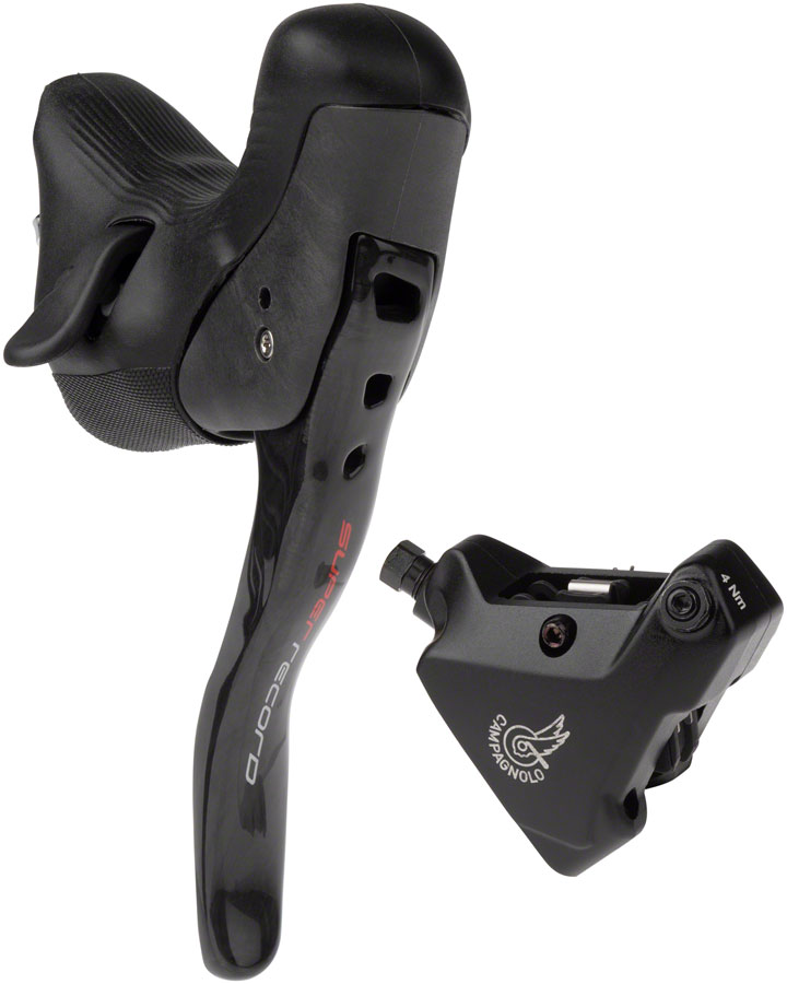Campagnolo Super Record Ergopower EPS Hydraulic Brake/Shift Lever and Disc Caliper - Left/Front, 12-Speed, 140mm Flat Mount Caliper, Black