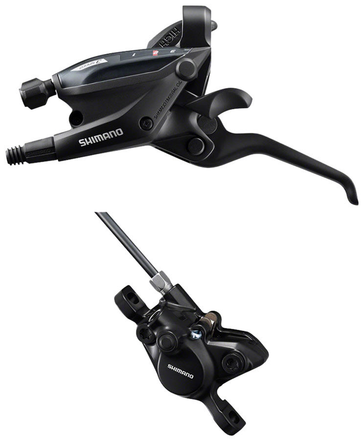 Shimano ST-EF505 EZ Fire Plus Shift/Brake Lever with BR-MT200 Disc Brake Caliper - Left/Front, 3x Shift, 2-Piston, Black