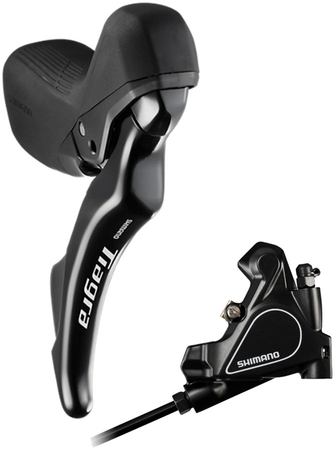 Shimano Tiagra ST-R4020-RA Shift/Brake Lever with BR-RS405 Hydraulic Disc Brake Caliper - Right/Rear, 11-Speed, Flat Mount, Black