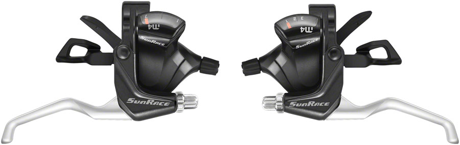 SunRace M406 ST Trigger Brake/Shift Lever Set - 3x7-Speed, For V-Brakes, Black/Silver