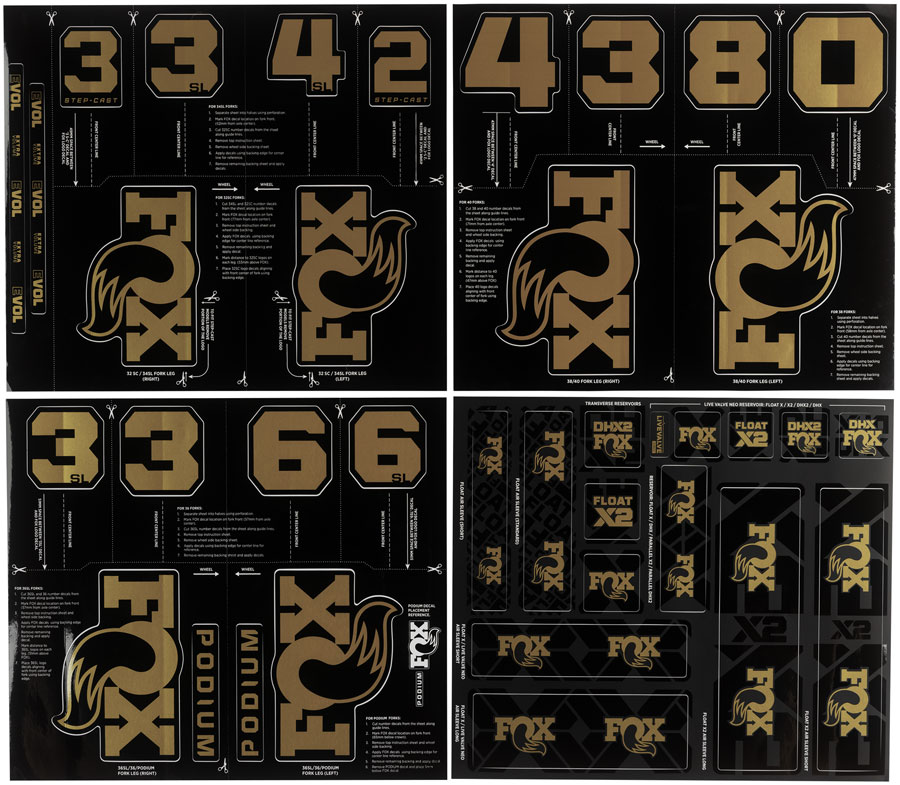 FOX Fork and Shock Decal Kit - FOX Gold