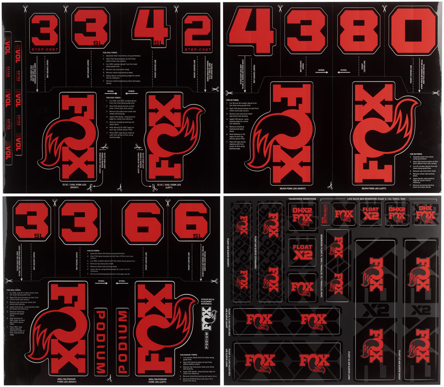 FOX Fork and Shock Decal Kit - Ignition Red