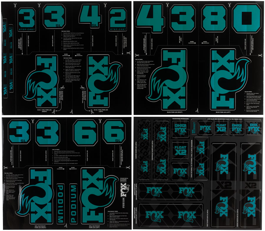FOX Fork and Shock Decal Kit - Turquoise