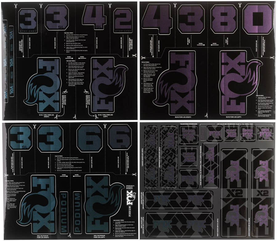 FOX Fork and Shock Decal Kit - Blue Purple Flux