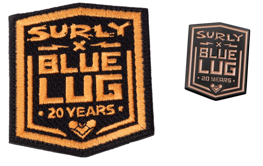Surly x Blue Lug 20th Anniversary Pin and Patch