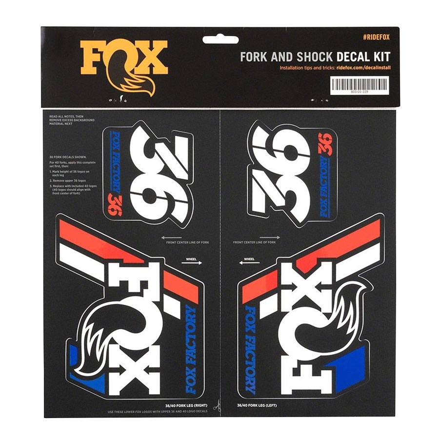 FOX Heritage Decal Kit for Forks and Shocks, Red/White/Blue