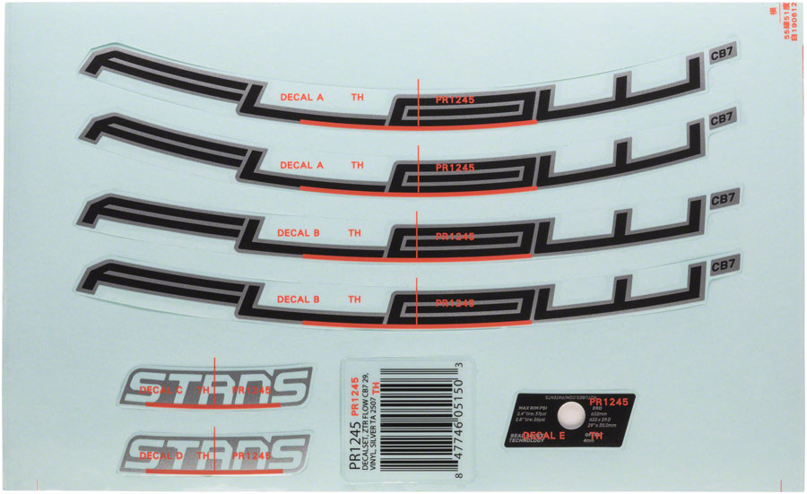 Stan's Flow CB7 Rim Decal - 29", Silver, Set