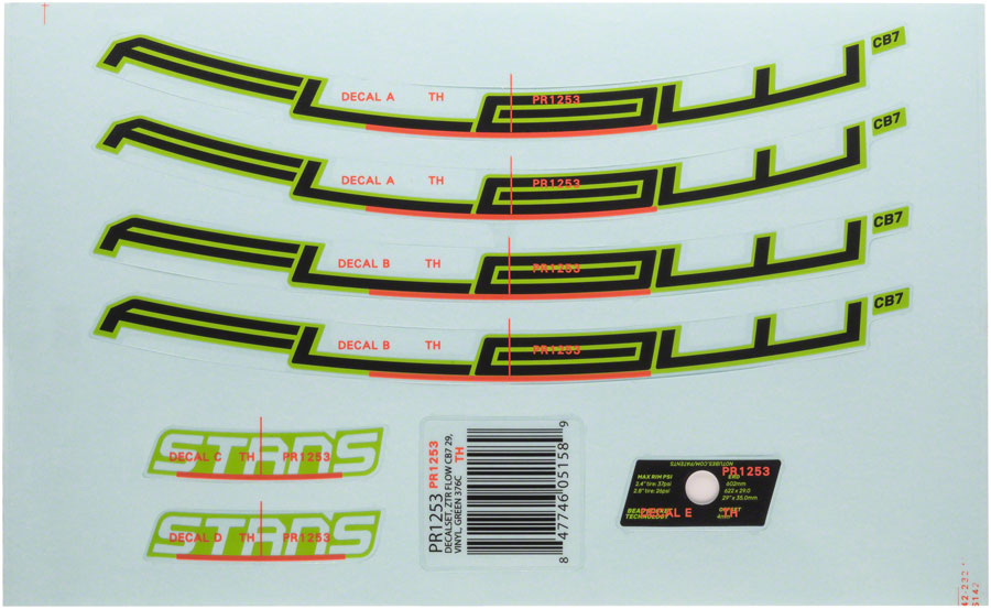 Stan's Flow CB7 Rim Decal - 27.5", Green, Set