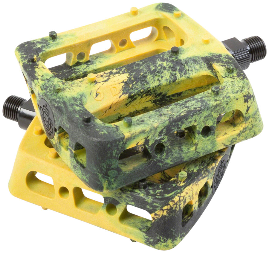 Odyssey Twisted Pro PC Pedals - Platform, Composite/Plastic, 9/16", Mustard/Black Swirl