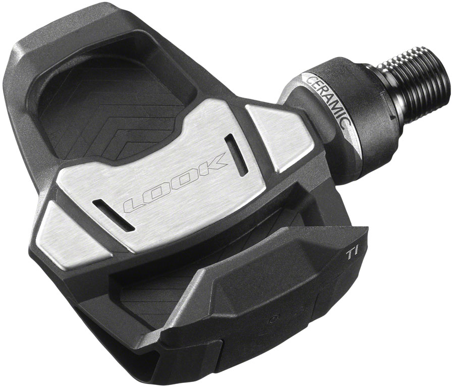 LOOK KEO Blade Carbon Ceramic Ti Pedals - Single Sided Clipless, Titanium, 9/16", Black. 53mm QF, 16Nm