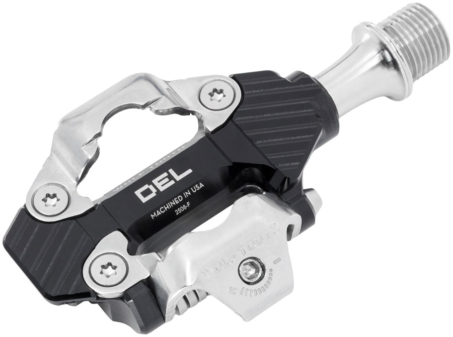 Wolf Tooth DEL Gravel Race Clipless Pedals - Single Sided Clipless, Alloy, 9/16", Black, Pair, Shimano SPD