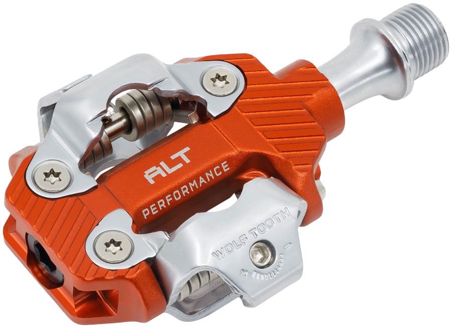 Wolf Tooth ALT XC Performance Clipless Pedals - Dual Sided Clipless, Alloy, 9/16", Orange, Pair, Shimano SPD