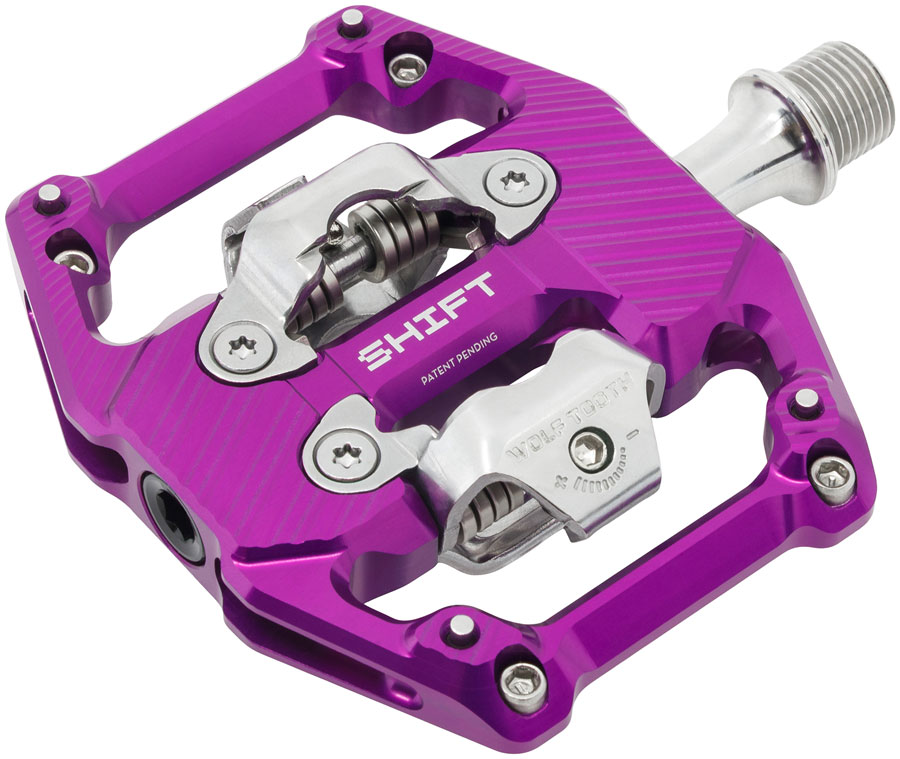 Wolf Tooth SHIFT Gravity Clipless Pedals - Dual Sided Clipless, Alloy, 9/16", Ultraviolet Purple, Pair, Shimano SPD