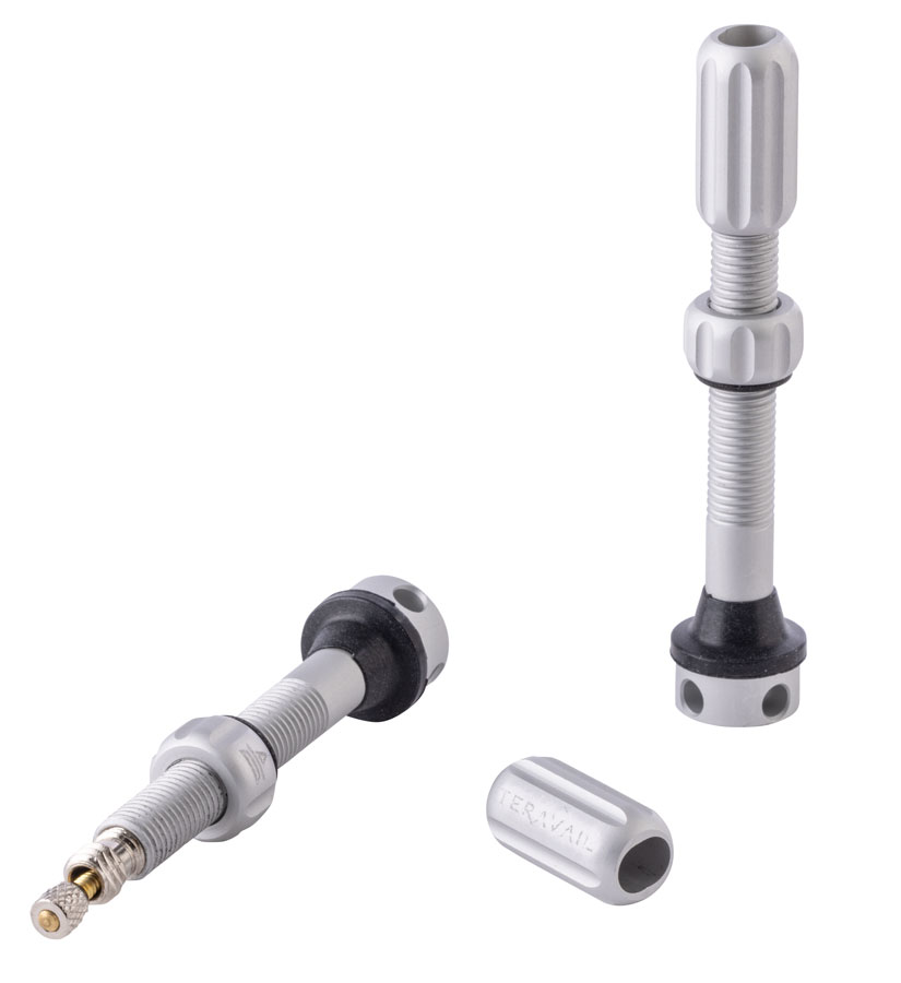Teravail Alloy Tubeless Valves - Pair, 48mm,  Matte Silver