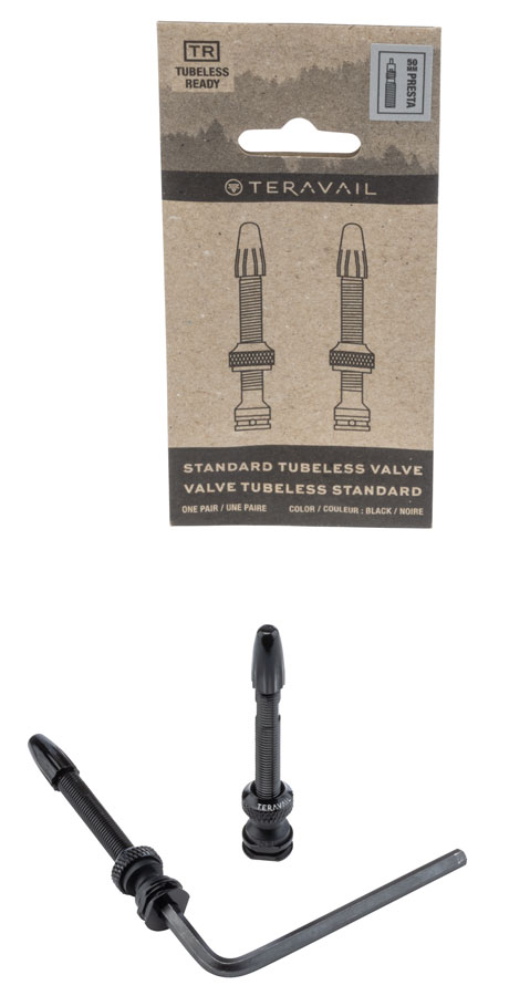 Teravail Standard Tubeless Valve Kit - Black, 50mm, Pair