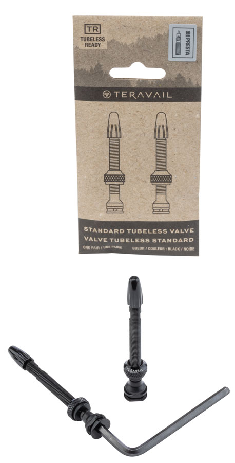Teravail Standard Tubeless Valve Kit - Black, 60mm, Pair