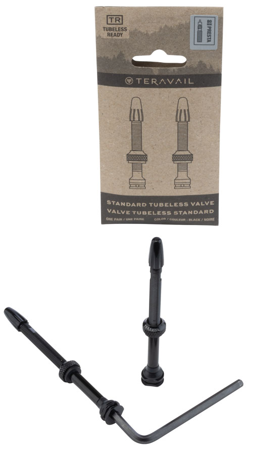 Teravail Standard Tubeless Valve Kit - Black, 80mm, Pair