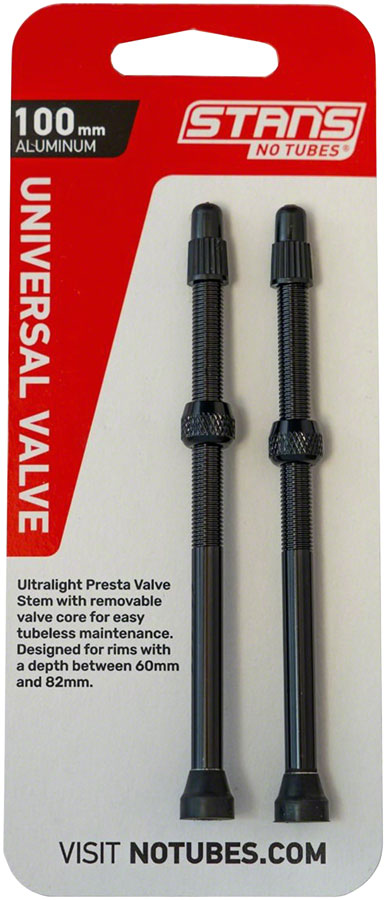 Stan's Alloy Valve Stems - 100mm, Pair, Black