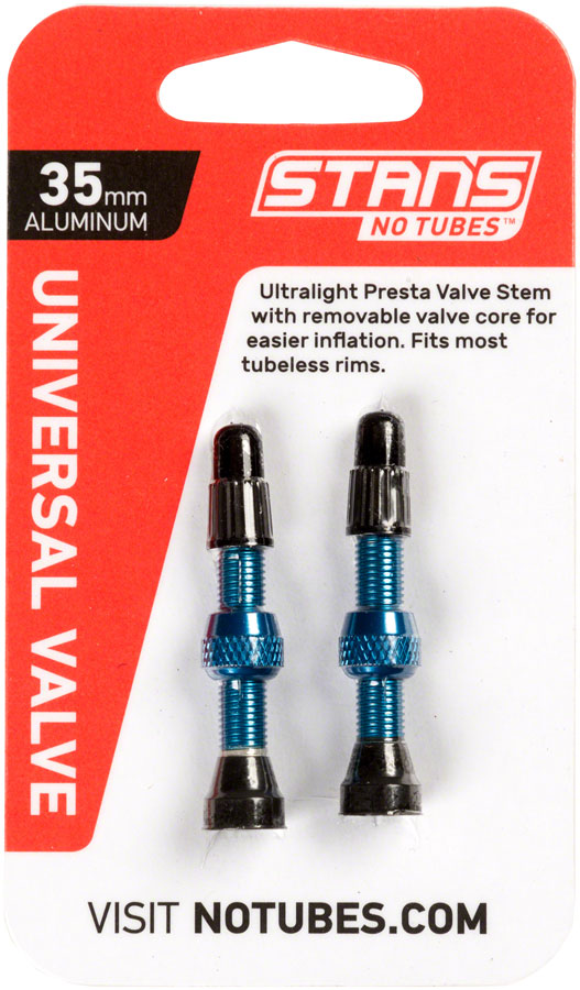 Stan's Alloy Valve Stems - 35mm, Pair, Blue
