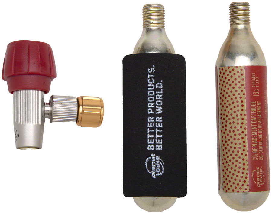 Planet Bike Red Zeppelin Inflator: Includes Two Threaded 16g Cartridges and Sleeve