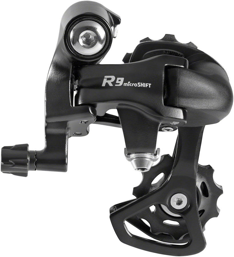 microSHIFT R9 Rear Derailleur - For use with 9-Speed Shimano Compatible Road Systems, Short Cage, Black