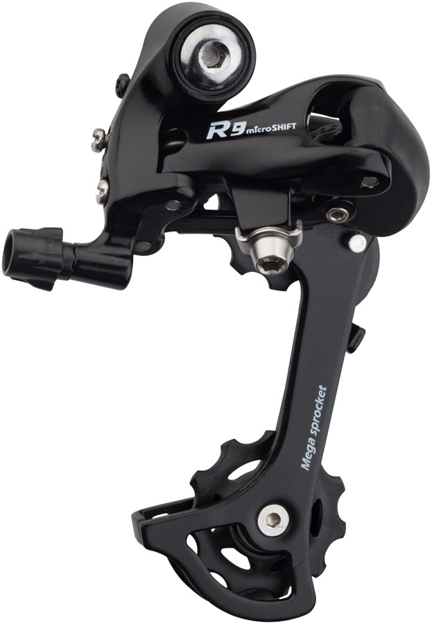 microSHIFT R9 Rear Derailleur - For use with 9 and 10-Speed Shimano Compatible Road Systems, Medium Cage, Black