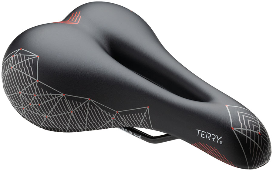 Terry Cite Y Gel Saddle - Steel, Prism Red