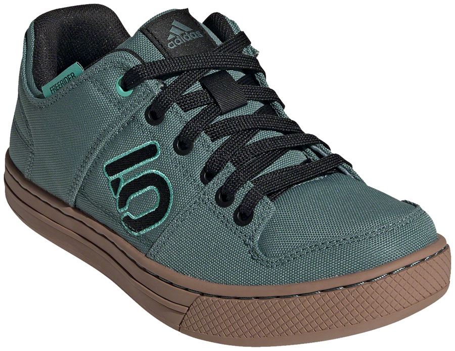 Five Ten Freerider Canvas Flat Shoes - Women's, Hazy Emerald/Core Black/Acid Mint, 9.5