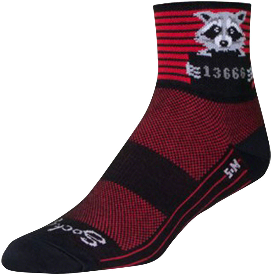SockGuy Classic Busted Socks - 3", Black/Red Stripe, Small/Medium