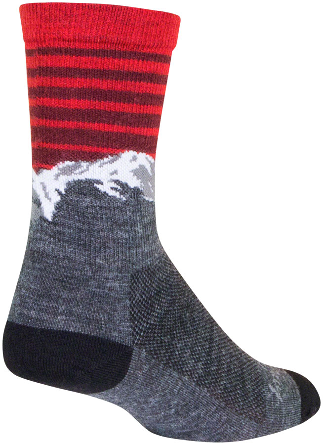 SockGuy Summit Wool Socks - 6", Gray/Red/White, Large/X-Large