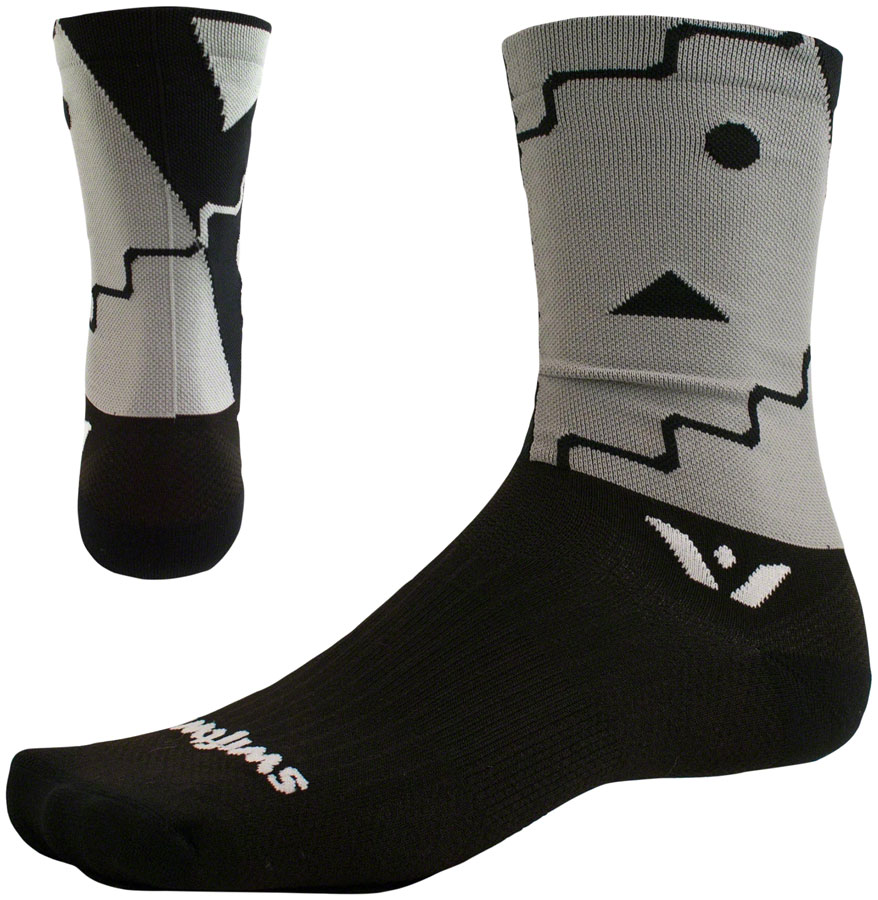 Swiftwick Vision Six Abstract Sock - 6", Black, Small