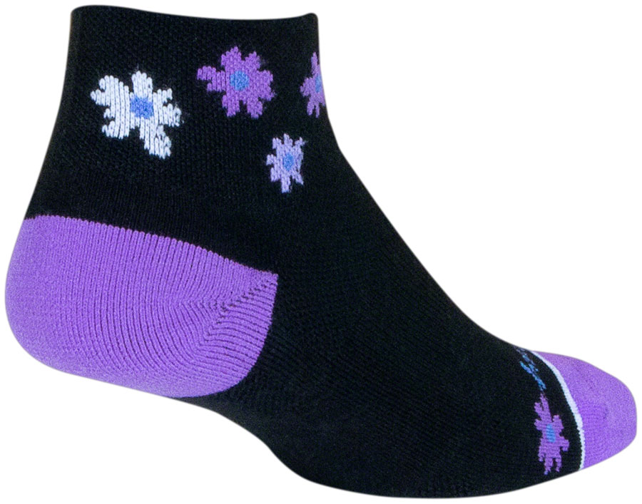 SockGuy Channel Air Daisy Classic Low Socks - 2", Black/Purple, Women's, Small/Medium