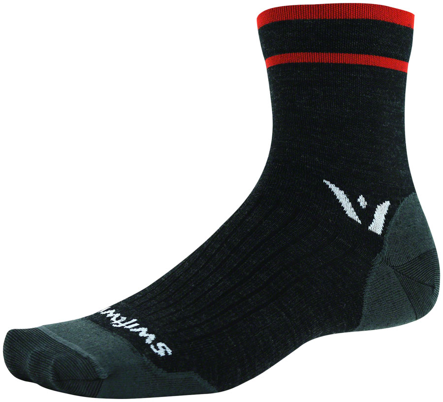 Swiftwick Pursuit Four Ultralight Socks - 4", Coal Red, Medium
