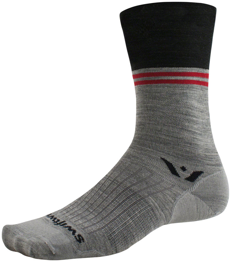 Swiftwick Pursuit Seven Ultralight Socks - 7", Block Stripe Charcoal, Small