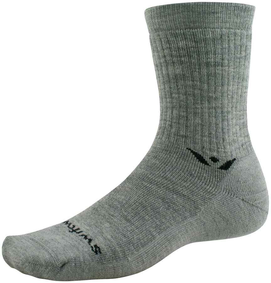 Swiftwick Pursuit Hike Light Cushion Wool Socks - 6", Light Weight Heather, Medium